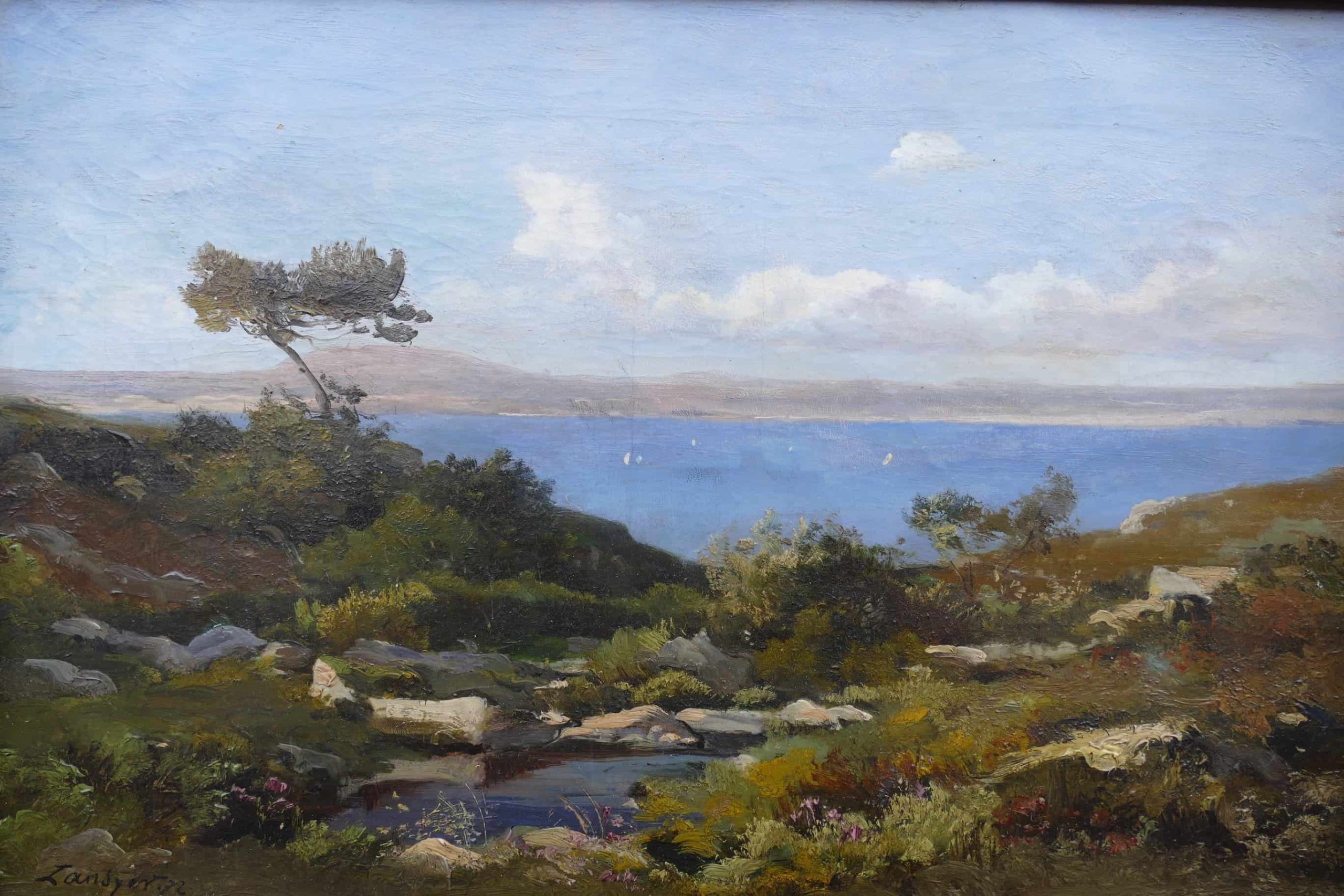 LANSYER Emmanuel Peinture 19ème Siècle Paysage de Méditerranée Huile sur toile signée et datée certificat d’authenticité – Image 3