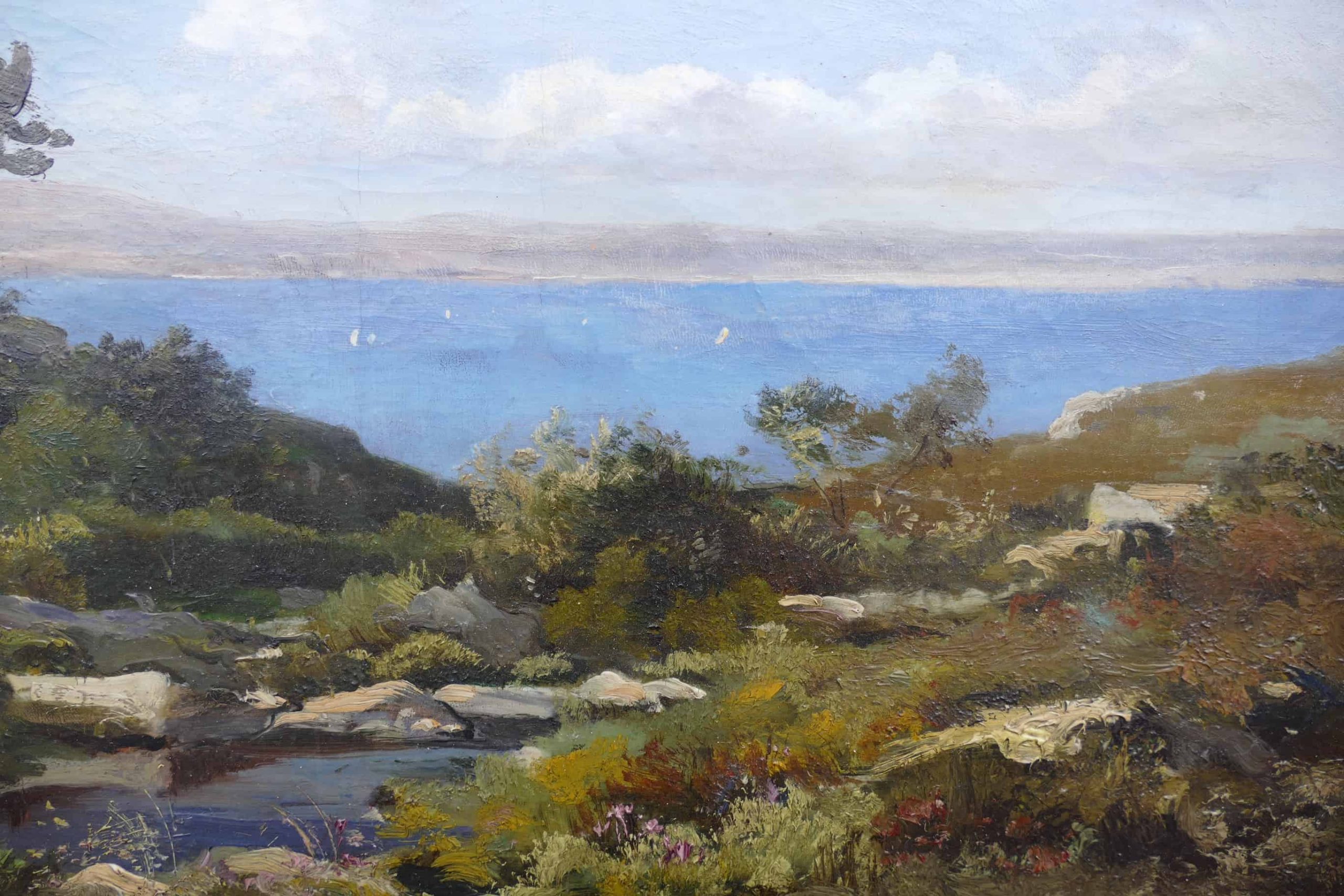 LANSYER Emmanuel Peinture 19ème Siècle Paysage de Méditerranée Huile sur toile signée et datée certificat d’authenticité – Image 6