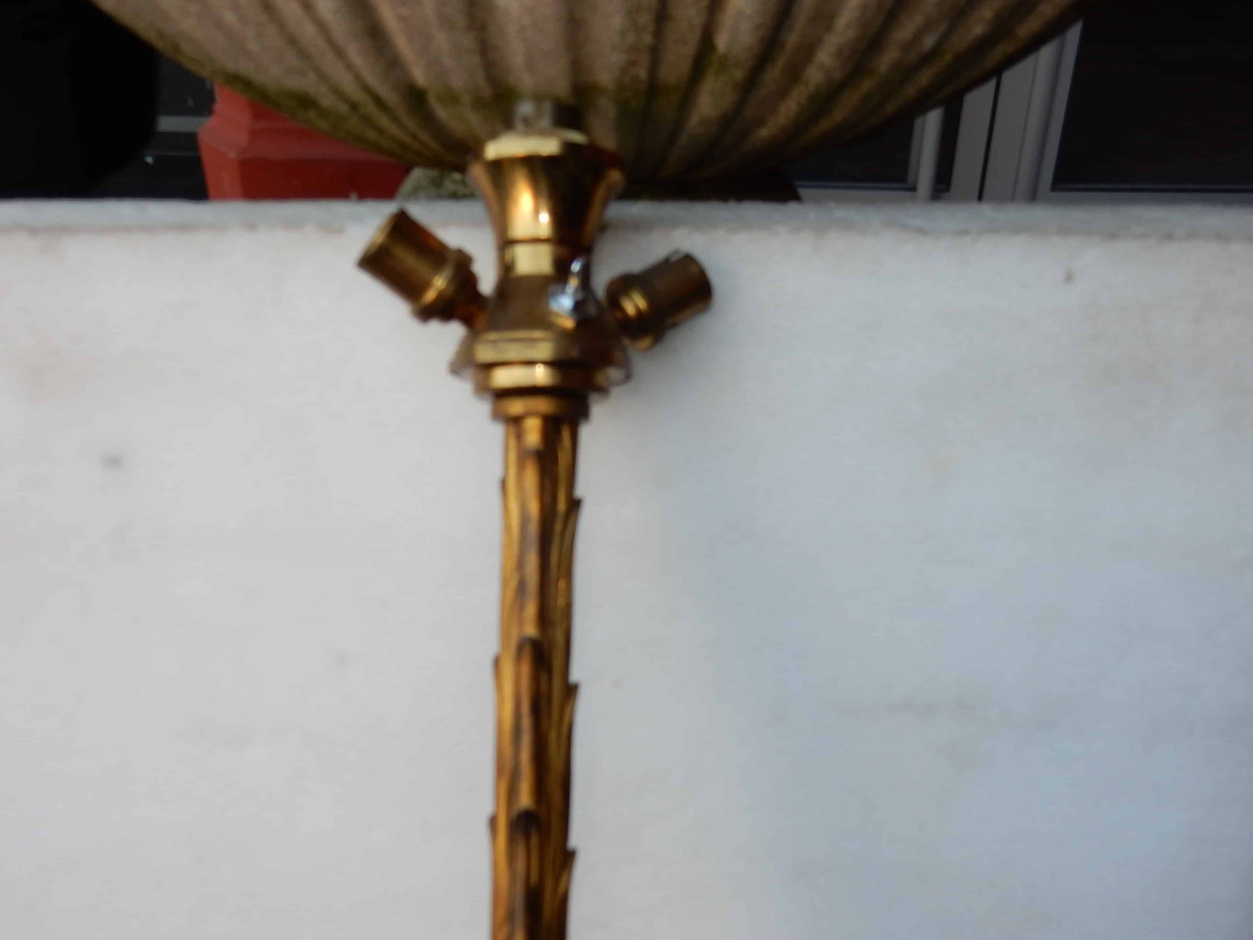 1950/70 Lampadaire en Bronze Doré Maison Charles Modèle Palmier 3 Tiges – Image 4