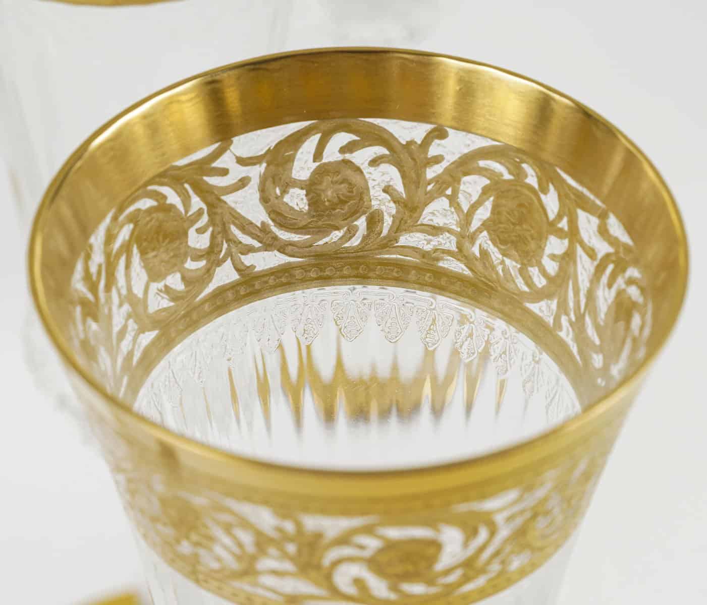 Cristallerie Saint Louis Ensemble De 6 Flûtes Modèle « Thistle Or » – Image 9