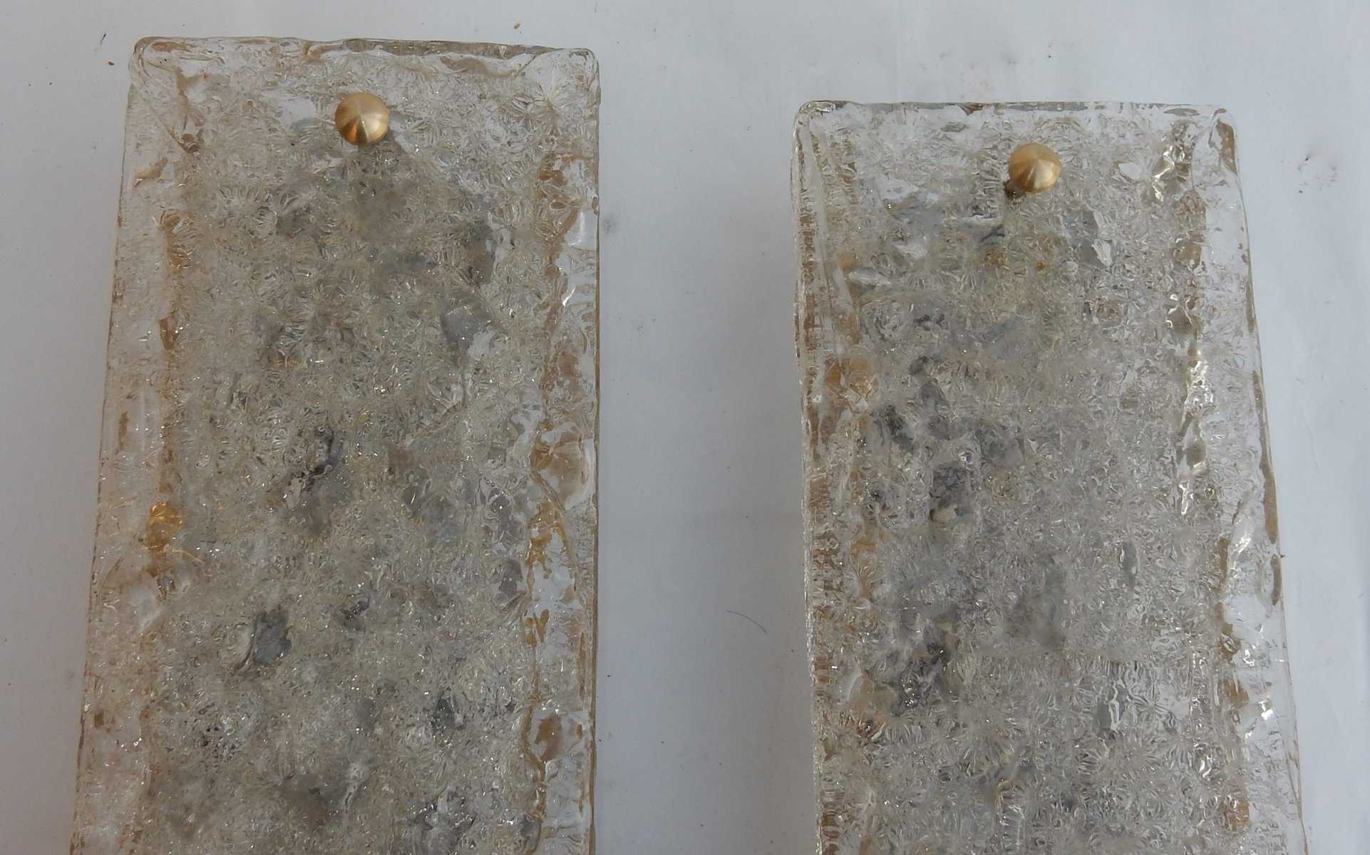 1963 Deux Paires Appliques Dallux Attribués a Serge Mouille Laiton Et Verre St Gobain – Image 4