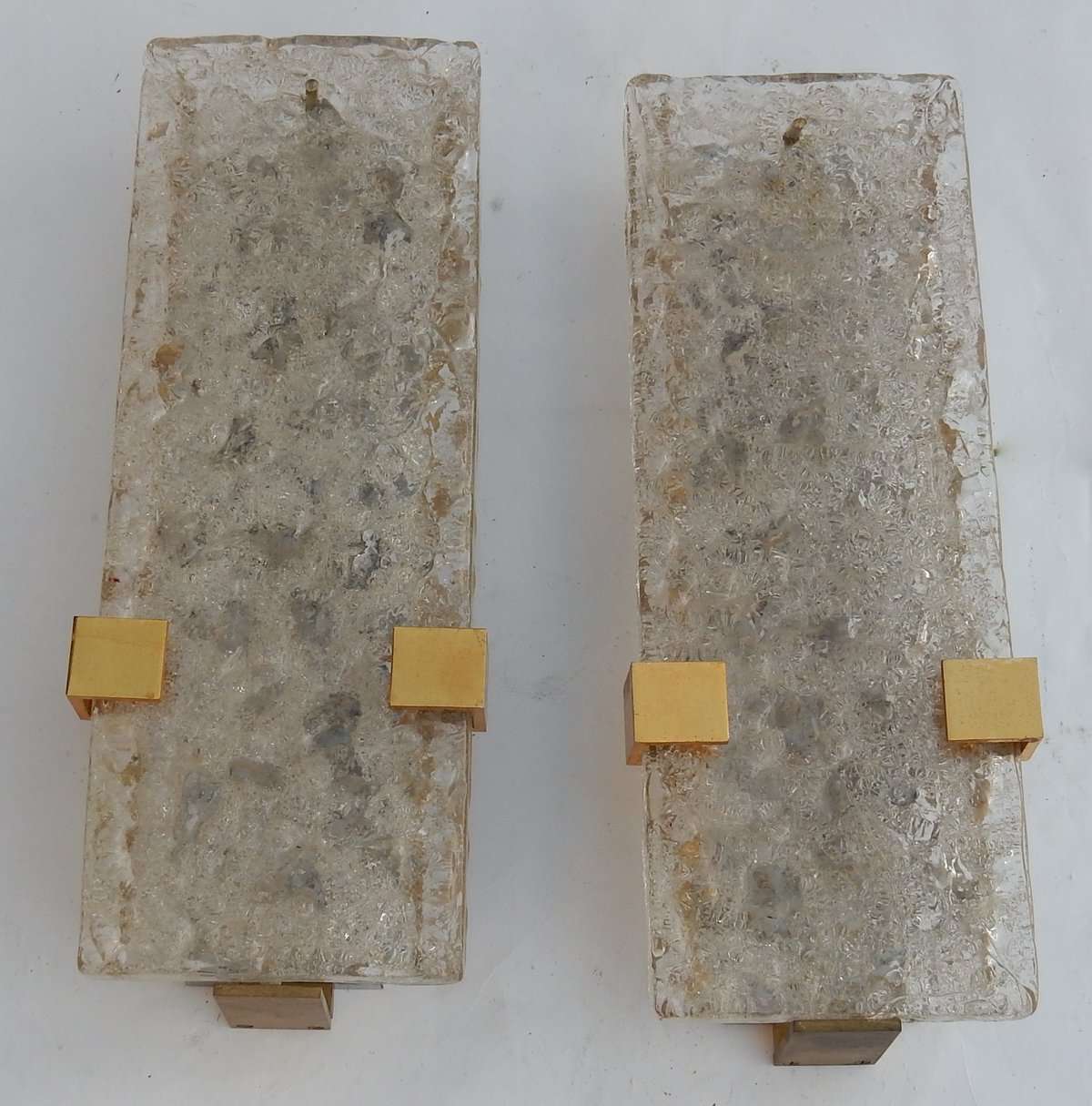 1963 Deux Paires Appliques Dallux Attribués a Serge Mouille Laiton Et Verre St Gobain – Image 6
