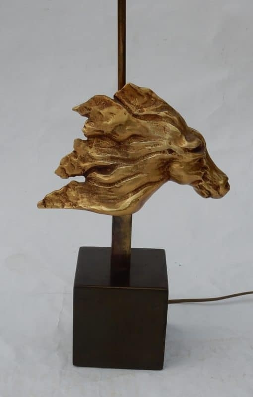 1970′ Lampe Décor De Tête De Cheval Bronze Doré DLG Duval Brasseur Non Signée – Image 7
