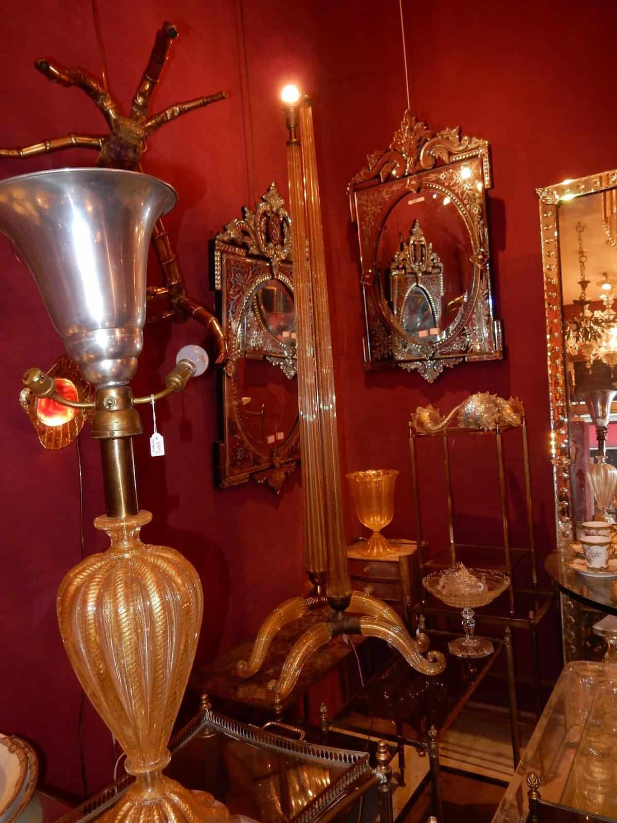 1950/70 Paire De Lampadaires Ou Similaires Tripode Barovier & Toso Avec Paillons d’Or – Image 6