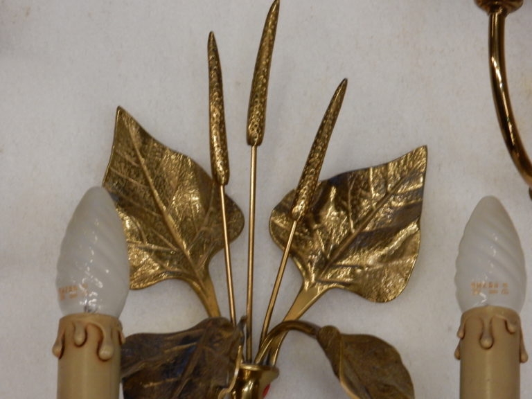 1970′ Série de 5 Appliques aux Plantins Style Maison Jansen – Image 3
