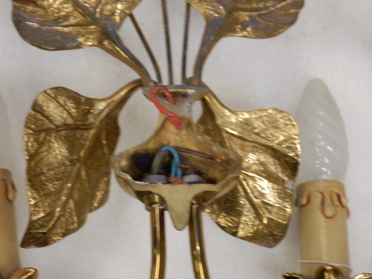 1970′ Série de 5 Appliques aux Plantins Style Maison Jansen – Image 6