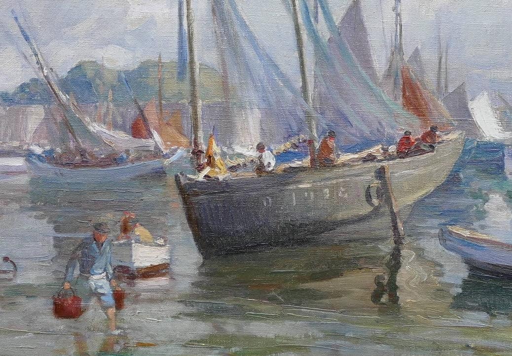 BARNOIN Henri tableau 20ème siècle Bretagne port de Concarneau Peinture huile sur toile signée – Image 6