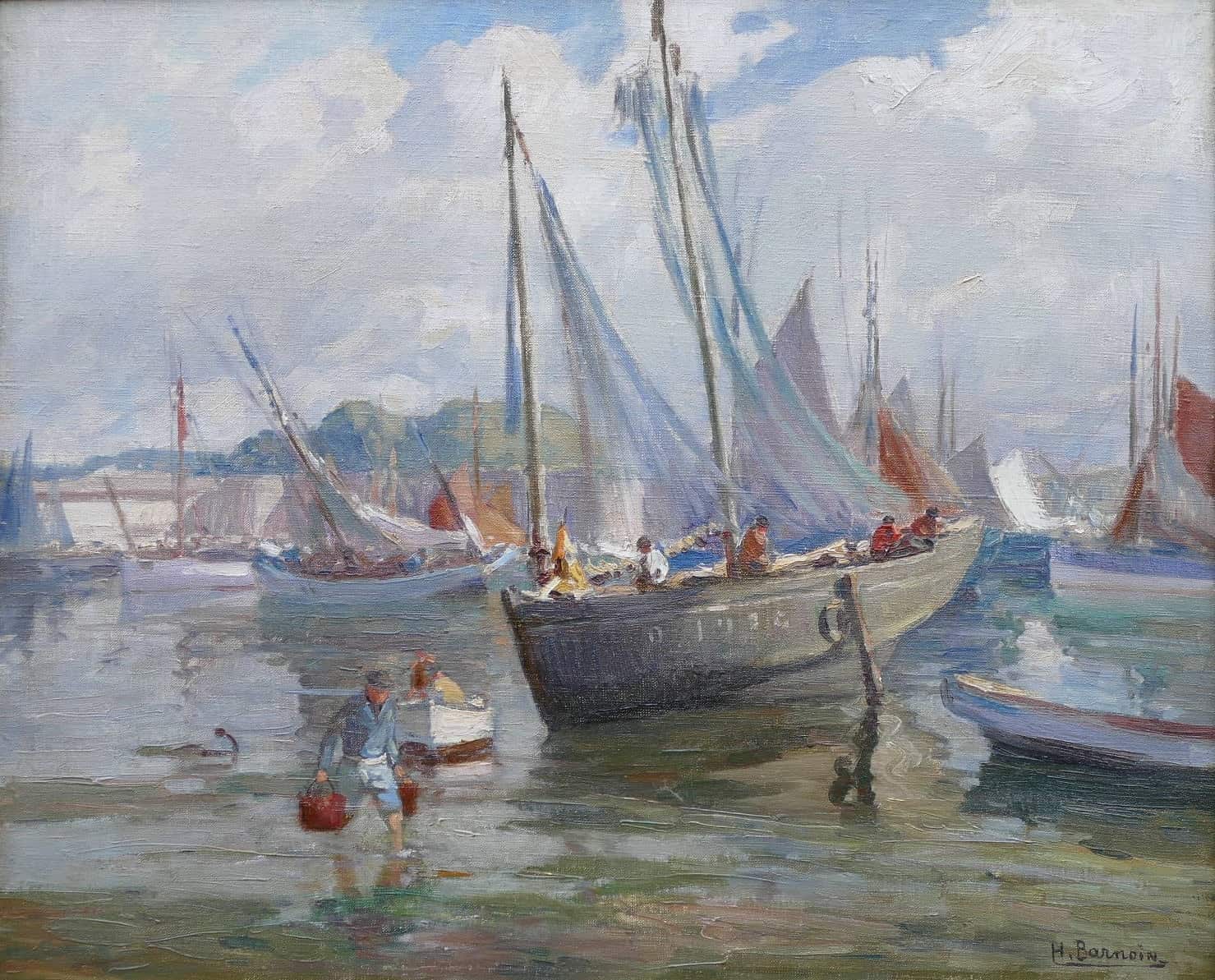 BARNOIN Henri tableau 20ème siècle Bretagne port de Concarneau Peinture huile sur toile signée – Image 7