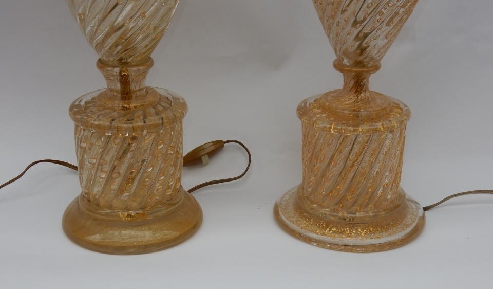 1950/70 Paire de Lampes Barovier & Toso Avec Paillons d’Or – Image 5