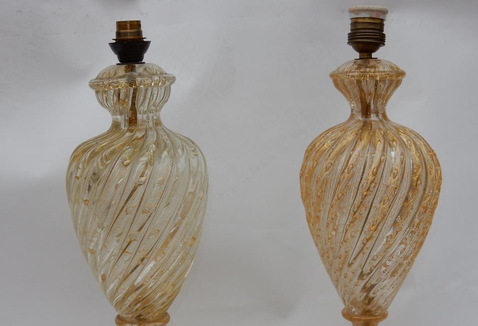 1950/70 Paire de Lampes Barovier & Toso Avec Paillons d’Or – Image 6