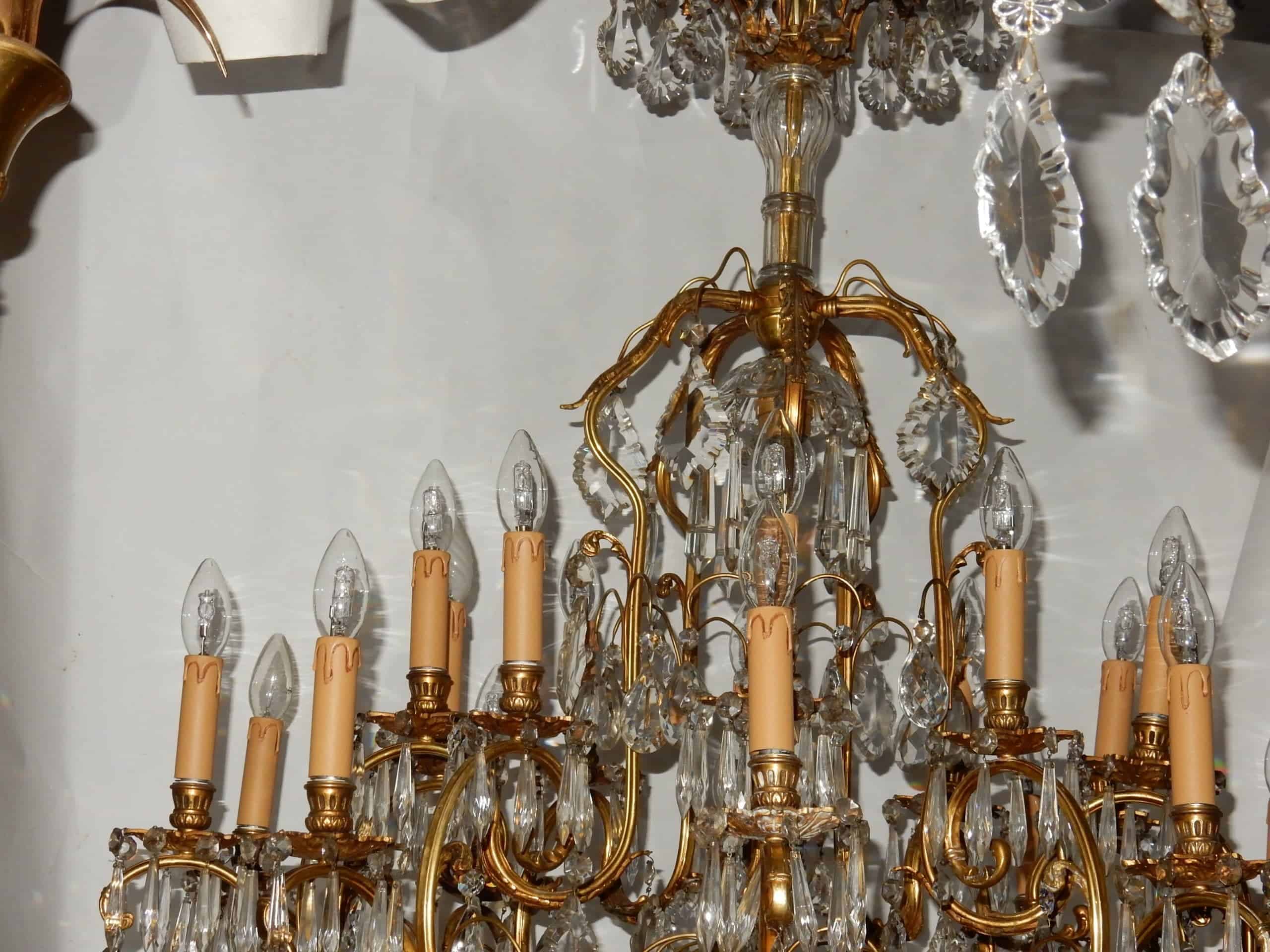 1880/1900′ Lustre Cage en Bronze Doré 10 Bras 21 Lumières – Image 4
