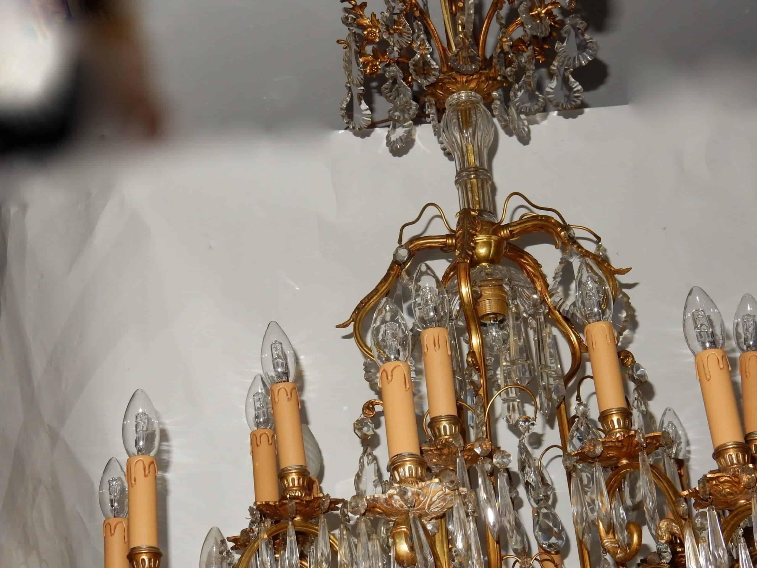 1880/1900′ Lustre Cage en Bronze Doré 10 Bras 21 Lumières – Image 6