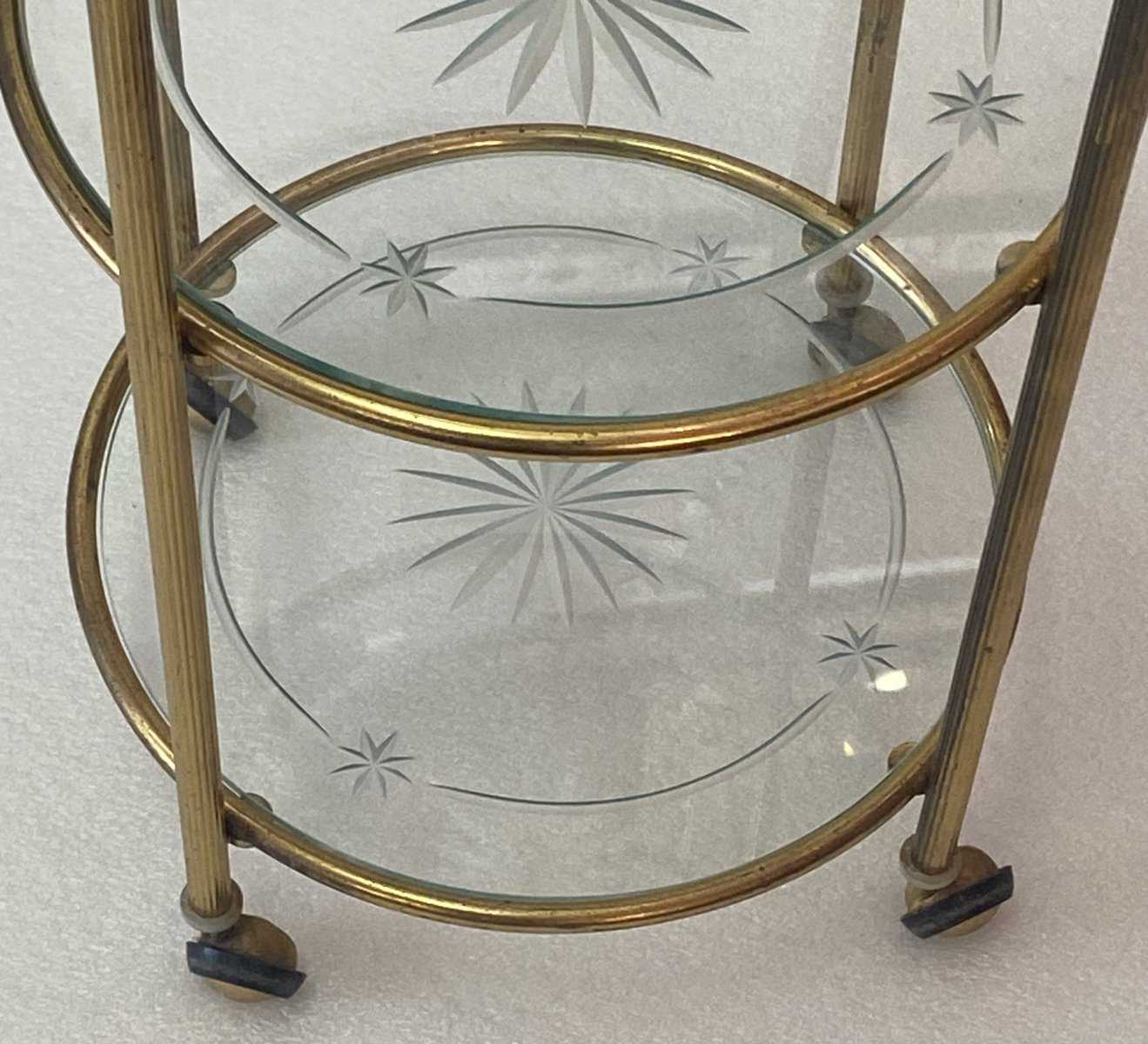 1950/70′ Serviteur Roulant Rond Bronze 4 Plateaux Style Maison Jansen – Image 6