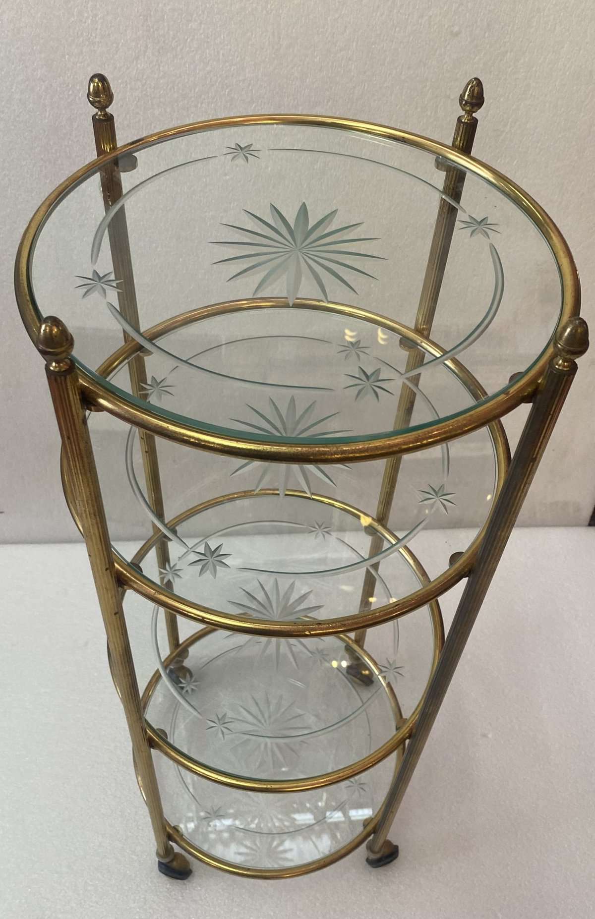 1950/70′ Serviteur Roulant Rond Bronze 4 Plateaux Style Maison Jansen – Image 8