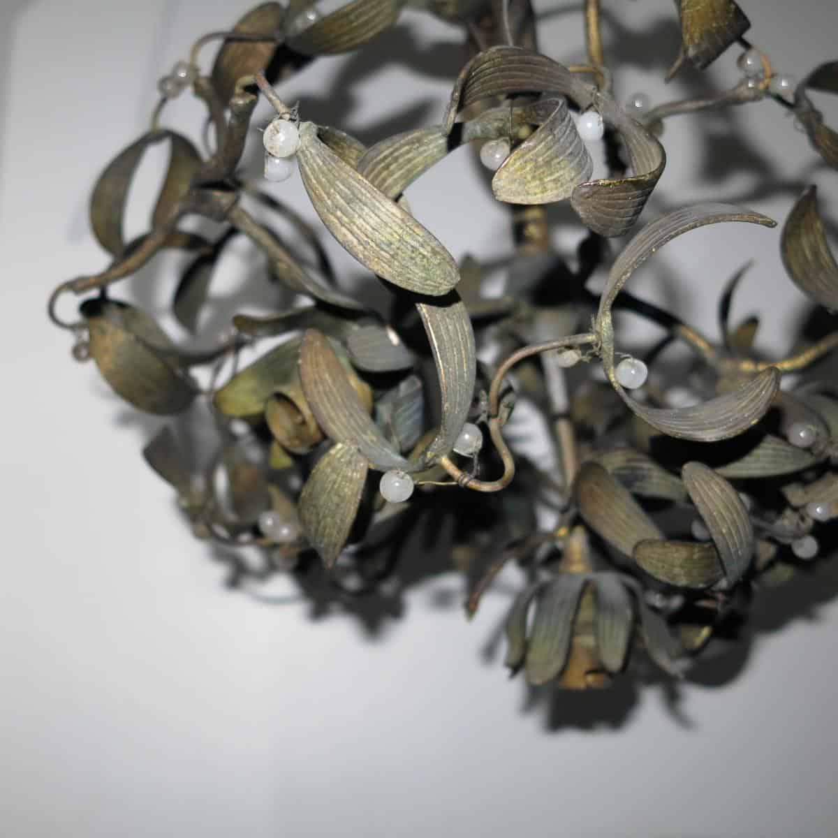 1900′ Lustre Boule de Gui en Bronze Art Nouveau à 4 Lampes – Image 6