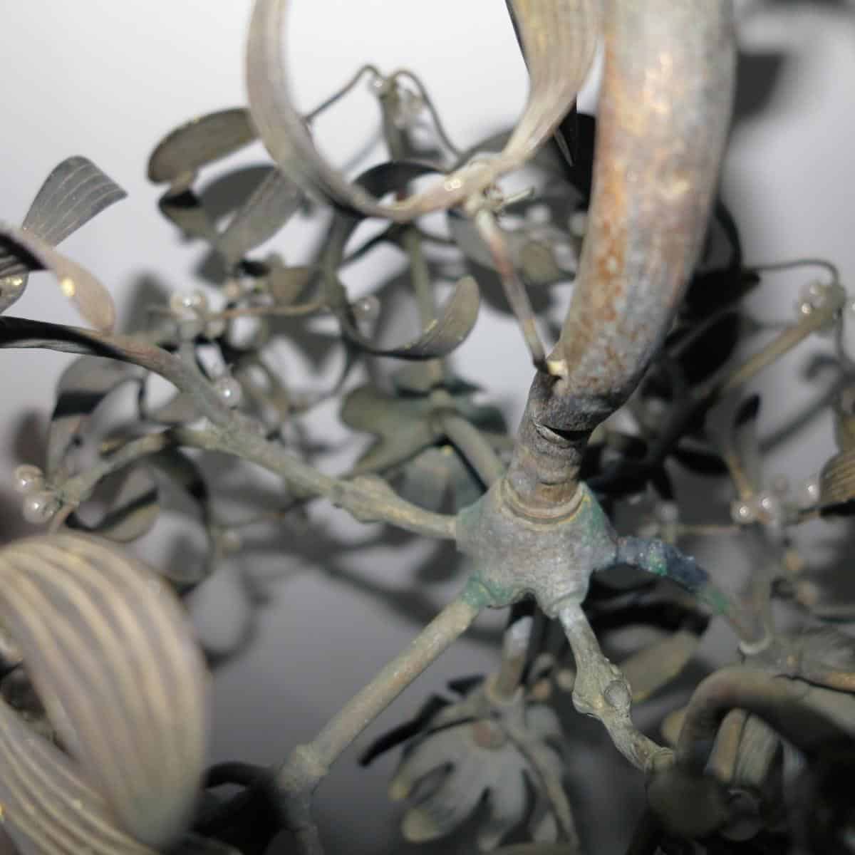 1900′ Lustre Boule de Gui en Bronze Art Nouveau à 4 Lampes – Image 7