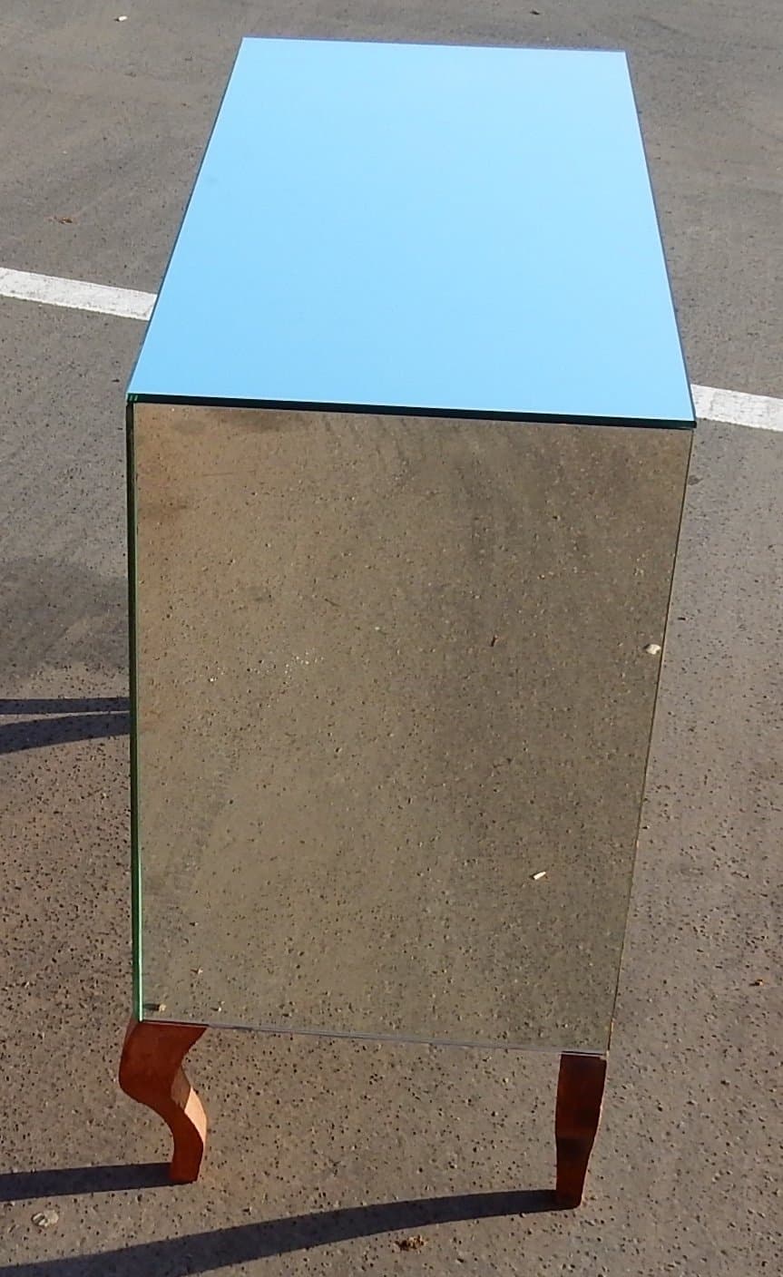 1940/50′ Buffet Art Déco Miroir 2 Portes 2 Poignées Verre – Image 6