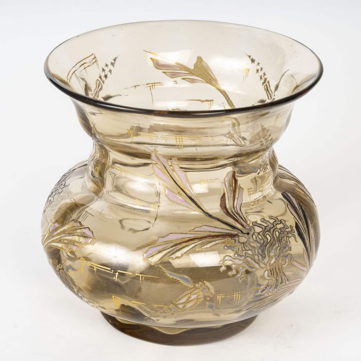 Cristallerie émile Gallé – Vase émaillé à Décor De Poissons. Verrerie Art Nouveau – Image 4