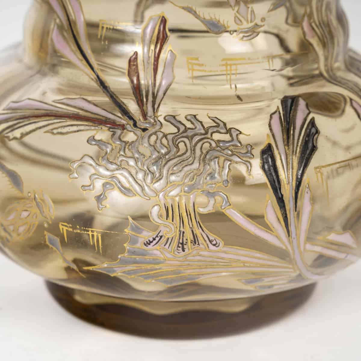 Cristallerie émile Gallé – Vase émaillé à Décor De Poissons. Verrerie Art Nouveau – Image 5