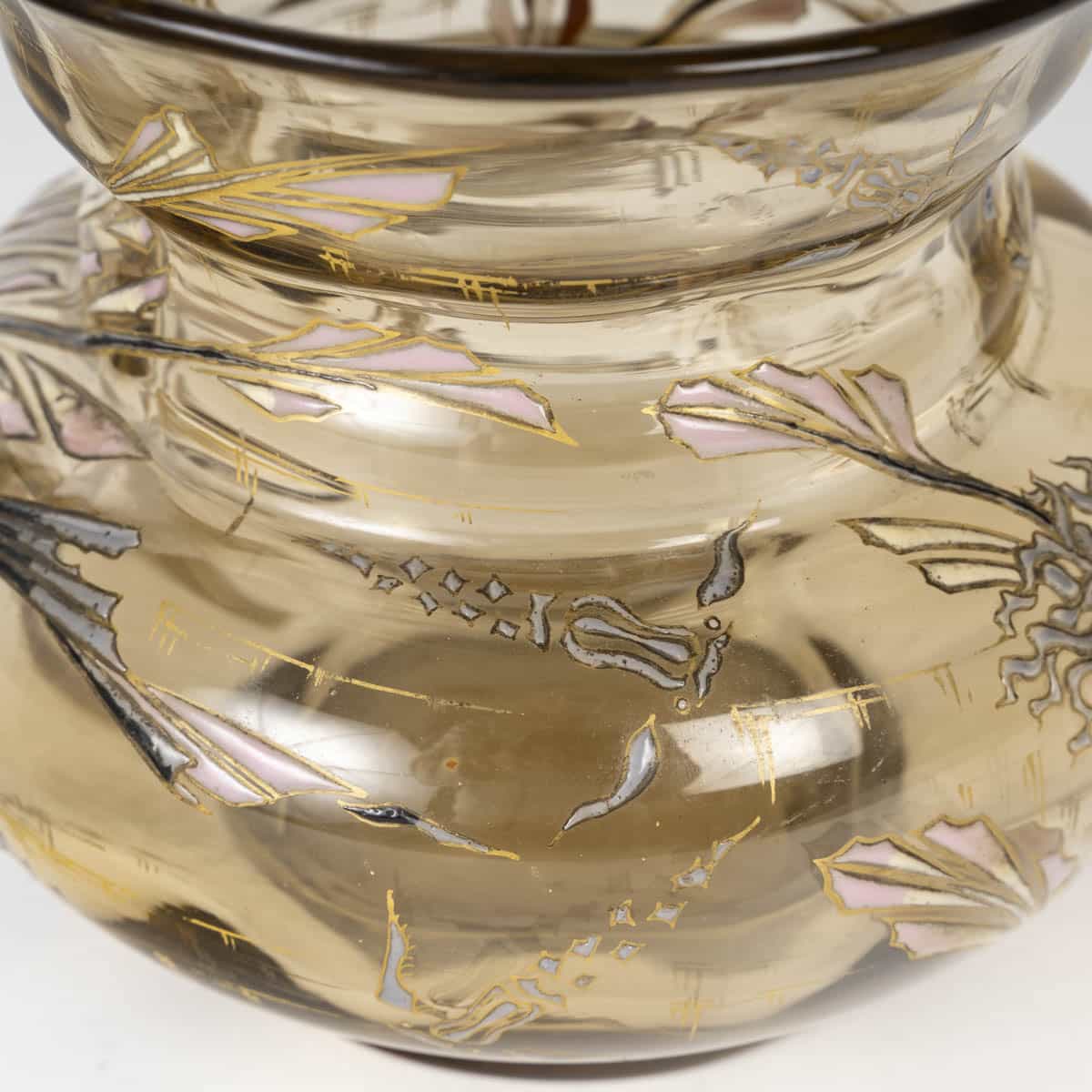 Cristallerie émile Gallé – Vase émaillé à Décor De Poissons. Verrerie Art Nouveau – Image 7