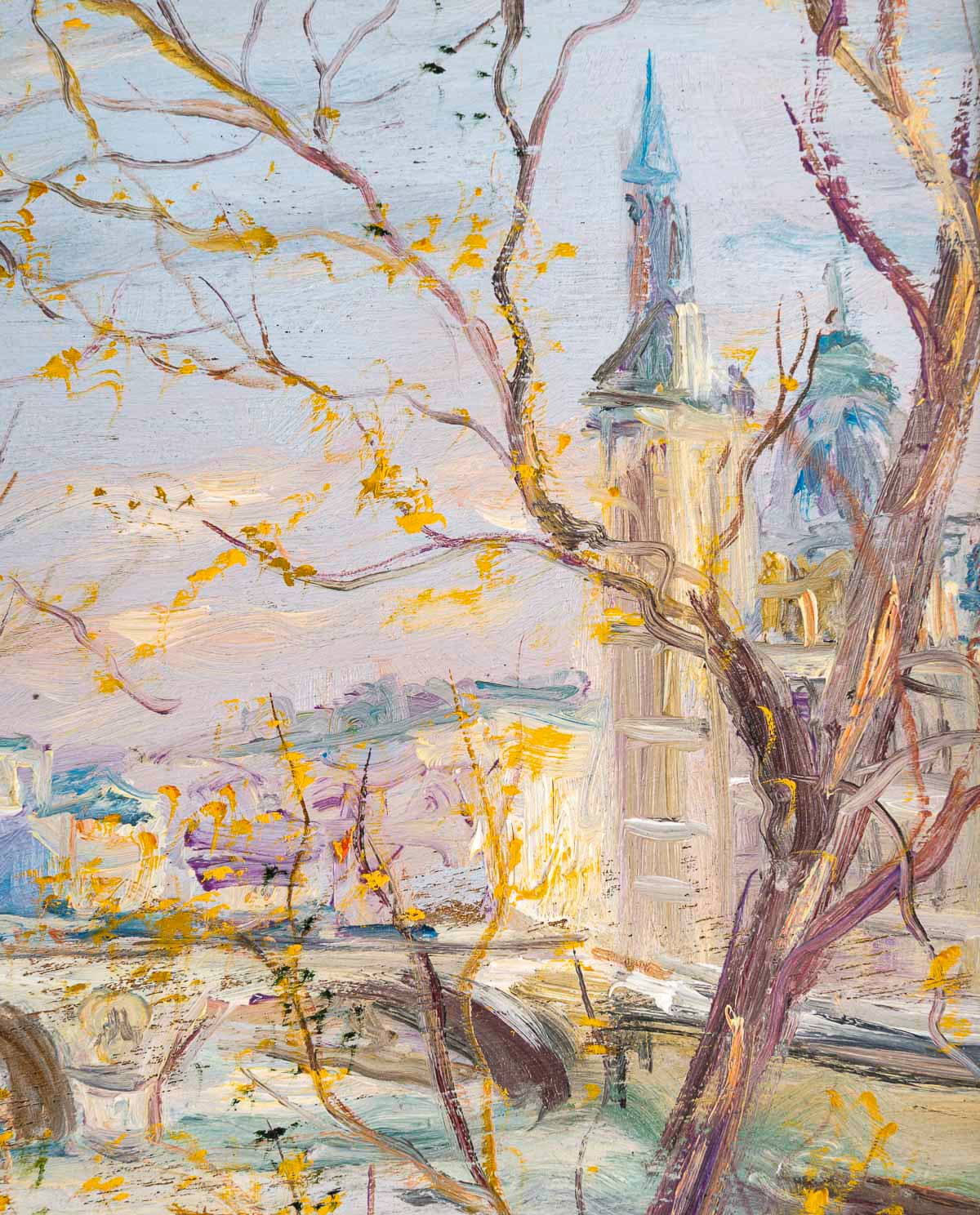 Serge Belloni (1925-2005) – Le Palais de Justice et les Bouquinistes huile sur bois vers 1990 – Image 5