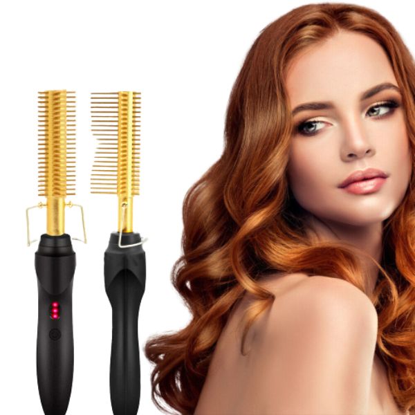 Peigne à Cheveux Electrique High Heat Gold Ceramic 450°F – Image 5