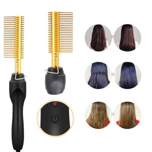 Peigne à Cheveux Electrique High Heat Gold Ceramic 450°F – Image 3