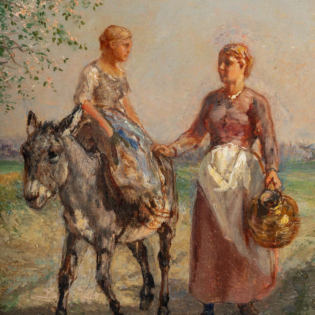 Jules Jacques Veyrassat (1828-1893) Promenade à dos d’âne, huile sur toile vers 1860 – Image 3