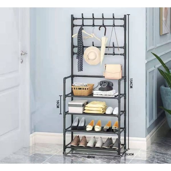 Etagère de Rangement 3 en 1 0 à 5 Etages en Acier Léger Noir – Image 5
