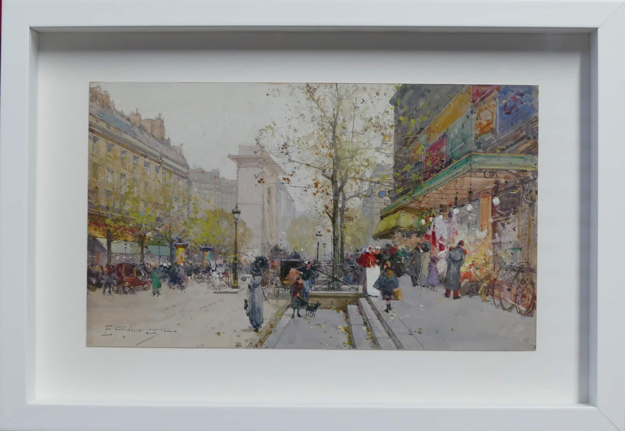 GALIEN LALOUE Tableau 20è Paris Animation sur les Grands Boulevards Gouache Signée Certificat d’authenticité – Image 9