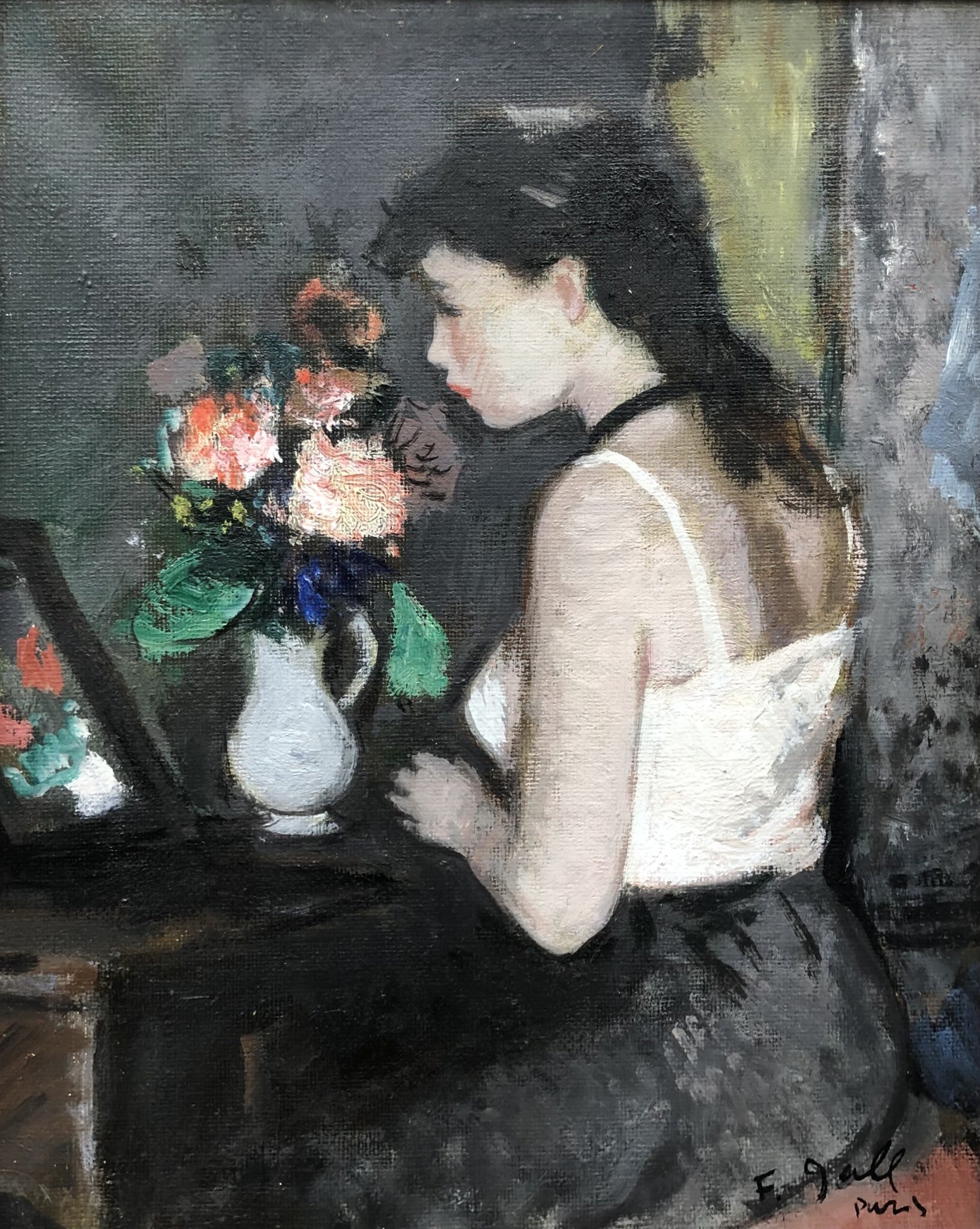 GALL François A Sa Toilette Peinture Française Huile Sur Toile Signée Titrée Située Certificat d’authenticité – Image 3