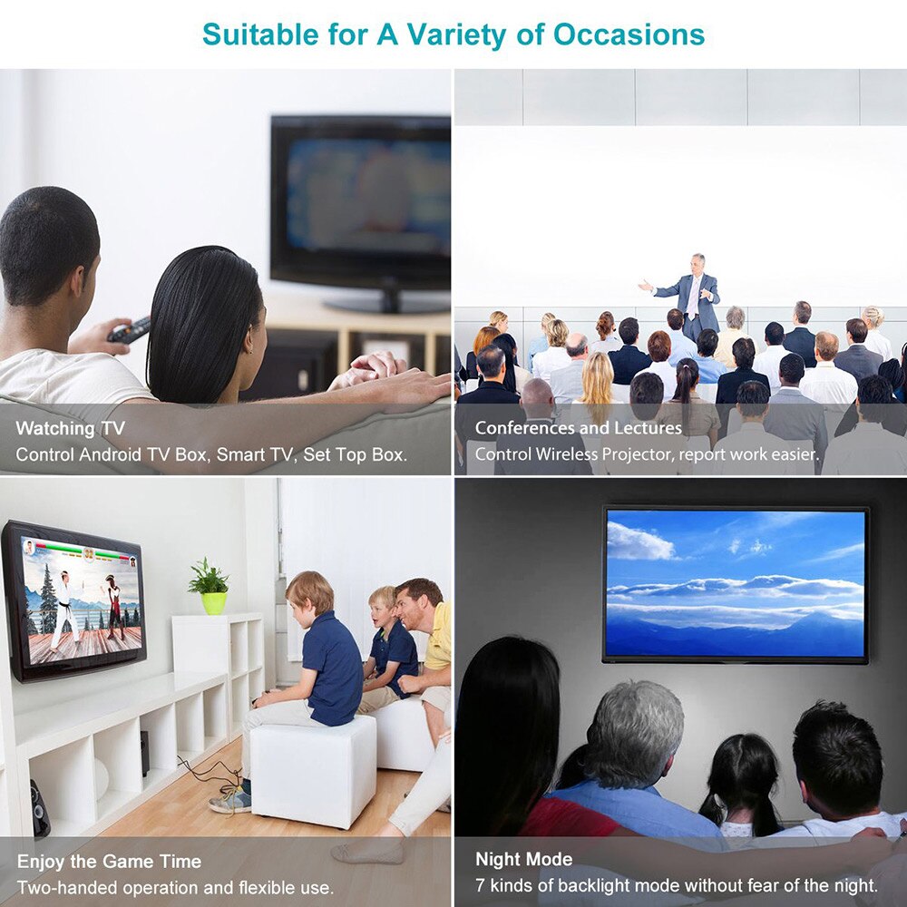 7 couleurs rétro-éclairage pavé tactile jeu Mini clavier pour Air souris voix télécommande gyroscope portée 2.4G IR LED lumière pour TV Box Smart TV – Image 6