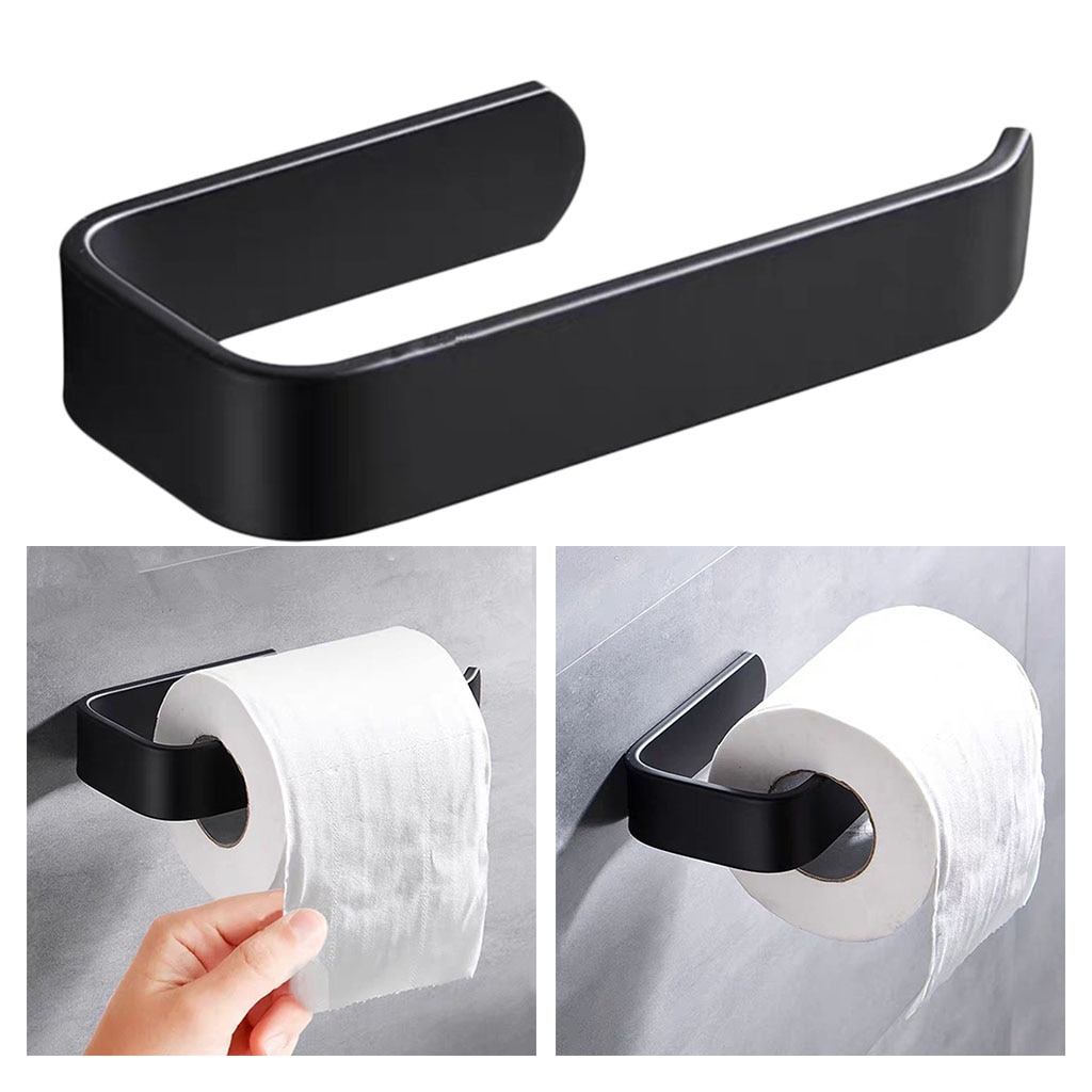 Acrylique porte-papier hygiénique tissu support mural salle de bain cuisine porte-rouleau papier tissu support crochet moderne noir cintre – Image 5