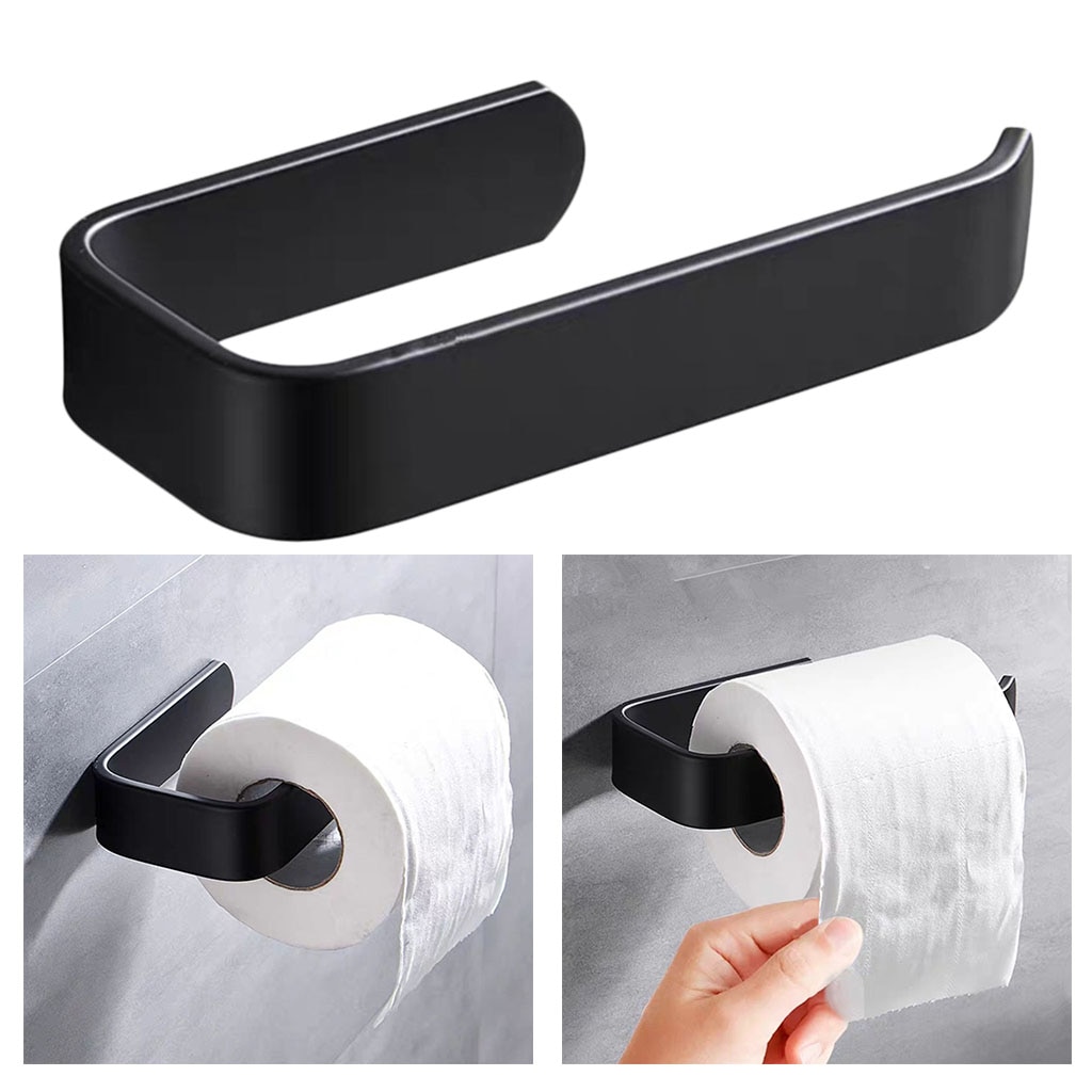 Acrylique porte-papier hygiénique tissu support mural salle de bain cuisine porte-rouleau papier tissu support crochet moderne noir cintre – Image 3