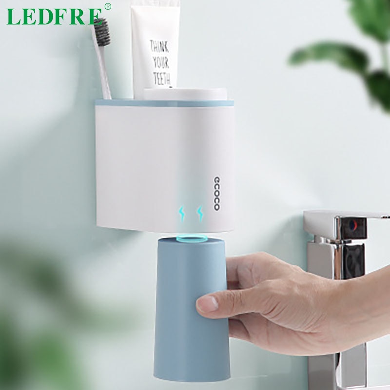 LEDFRE dentifrice presse-agrumes mural brosse à dents support de lavage pour salle de bain tasse accessoires ensemble LF71098 – Image 4