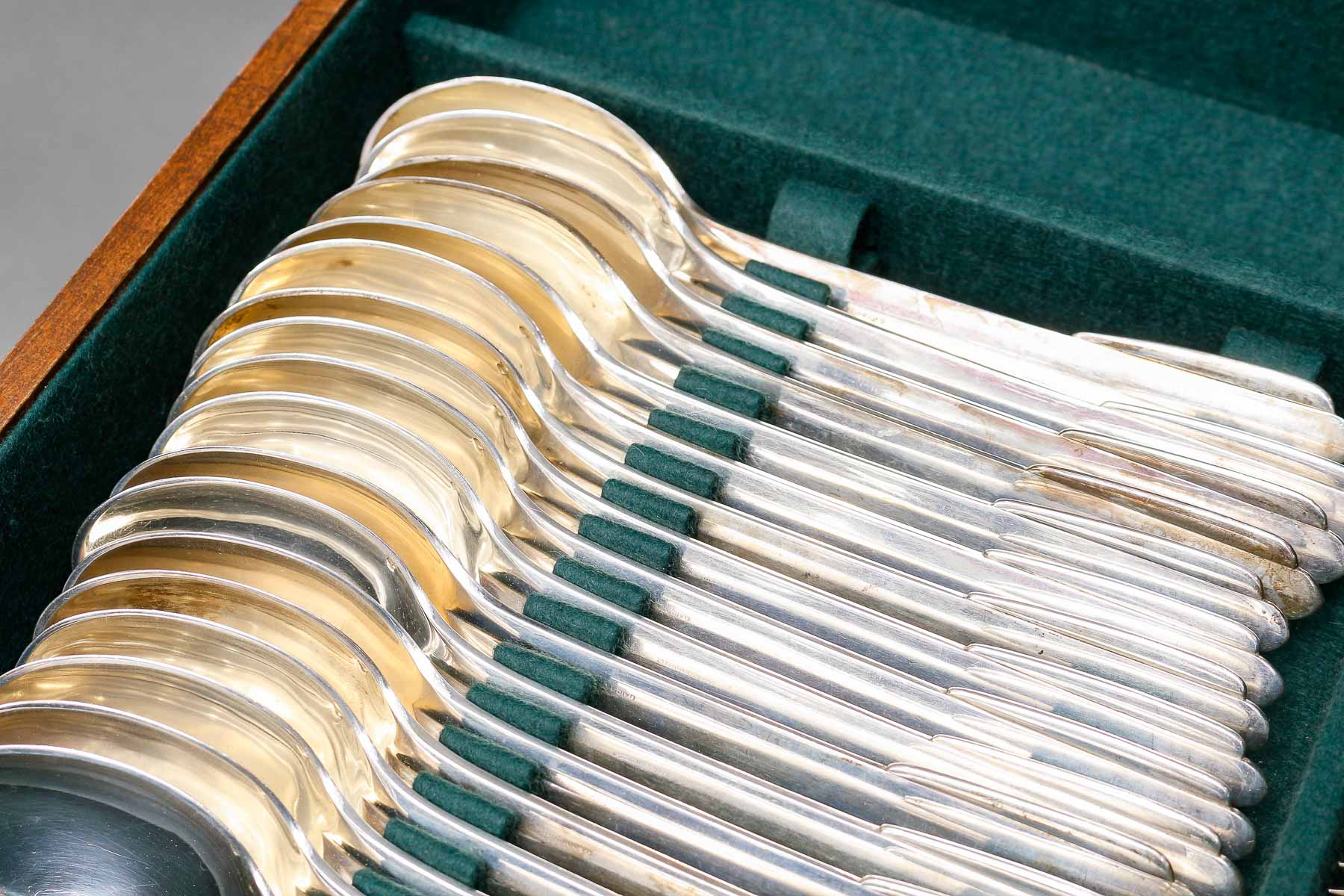 FJERDINGSTAD – Ménagère en argent massif 78 Pièces ART DECO – Image 4