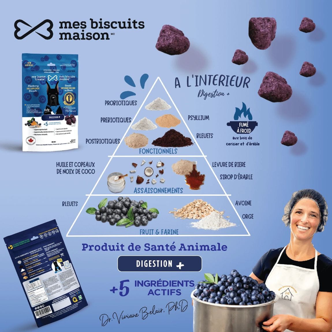 Biscuits Supplément Digestion aux Bleuets pour Chiens, 170g – Mes Biscuits Maison – Image 3