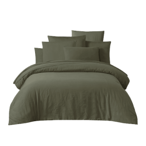 Drap Housse Satin de Coton Kaki TALOA, Différentes Tailles | Haomy