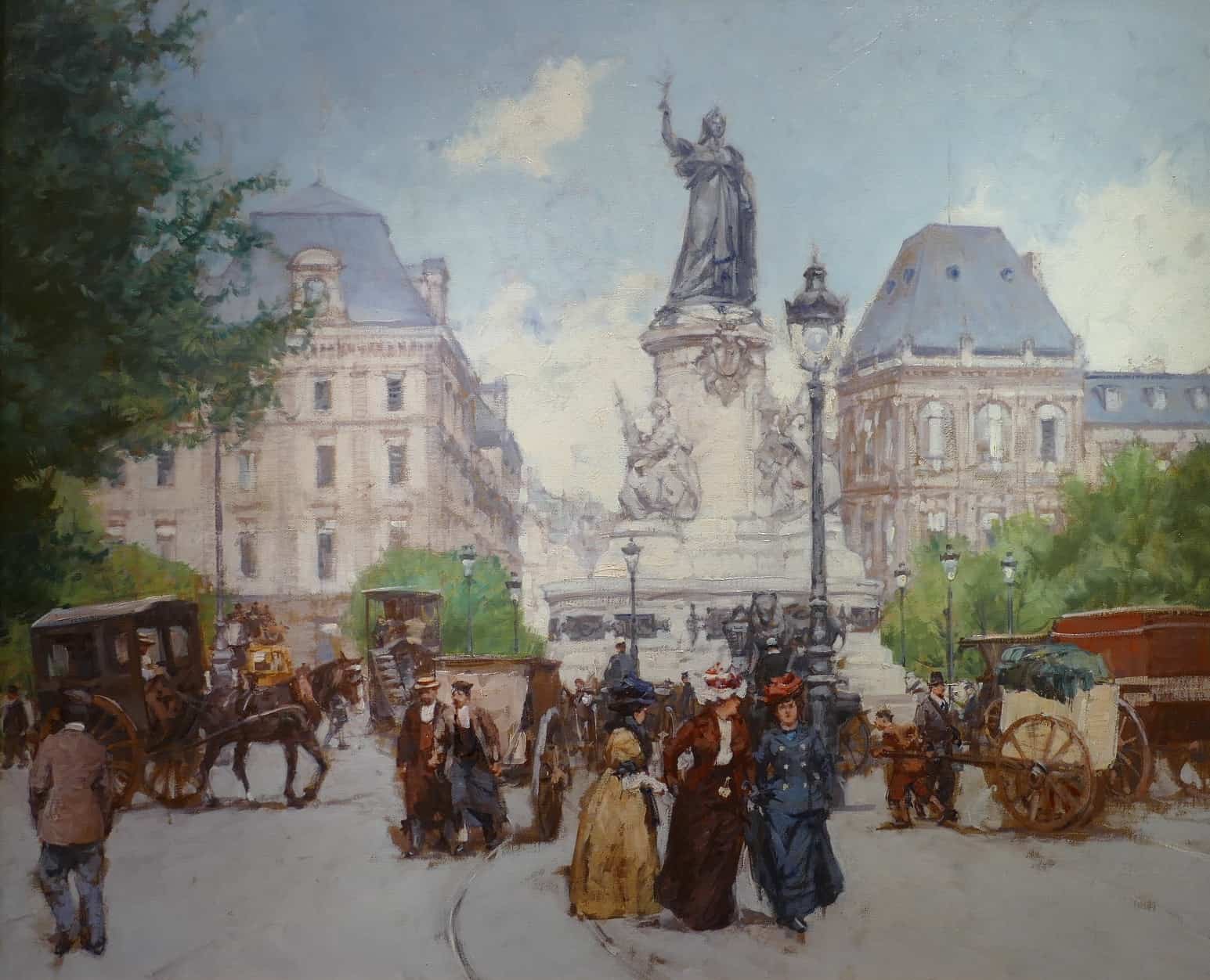 Leon Zeytline Ecole Russe 20è Paris Place De La République Boulevard Du Temple Huile Signée – Image 4