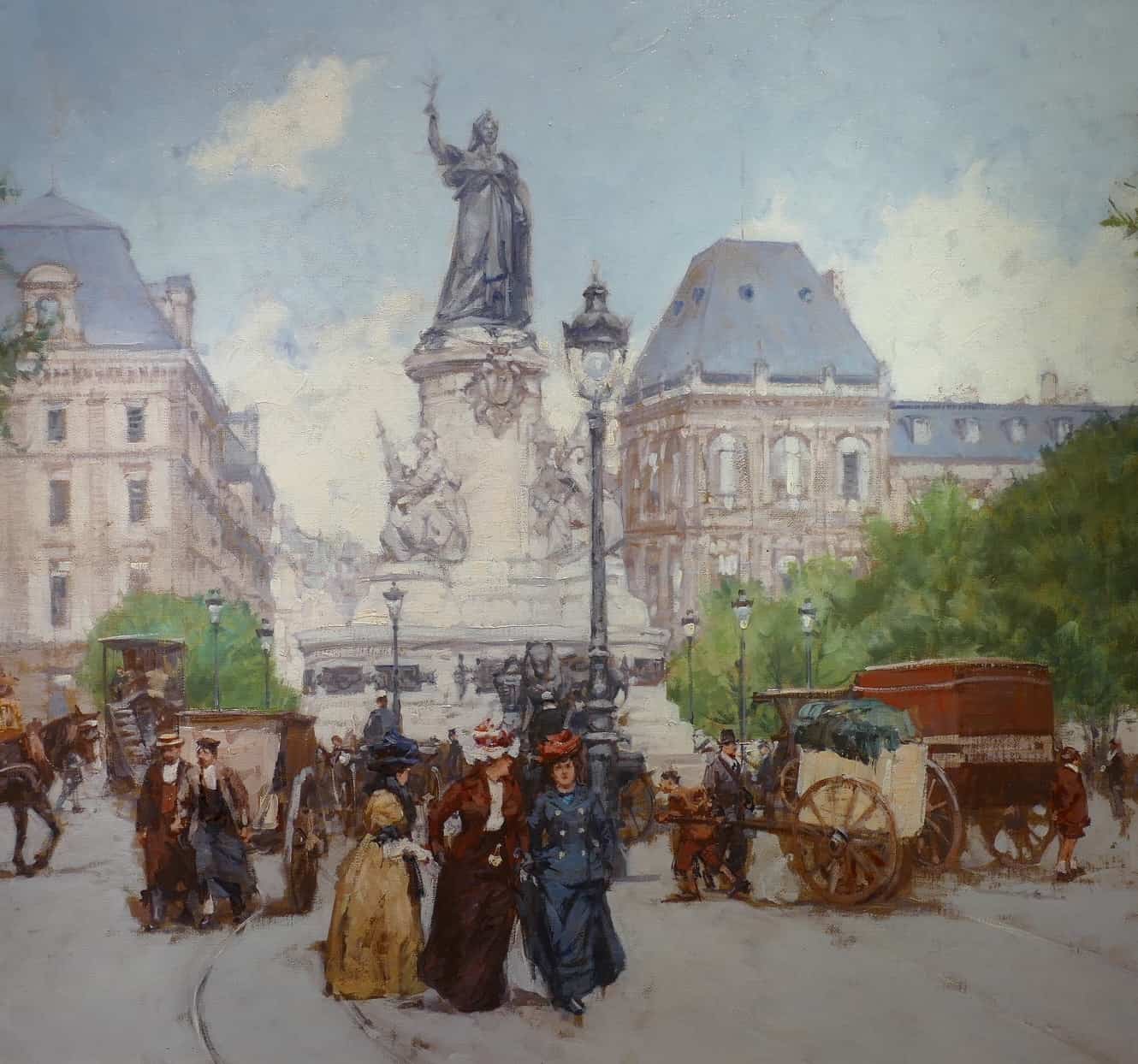 Leon Zeytline Ecole Russe 20è Paris Place De La République Boulevard Du Temple Huile Signée – Image 6