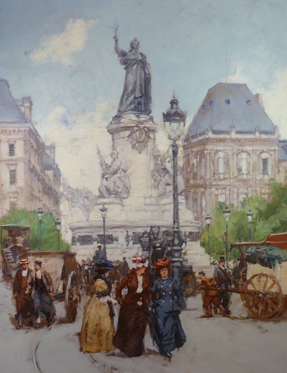 Leon Zeytline Ecole Russe 20è Paris Place De La République Boulevard Du Temple Huile Signée – Image 7