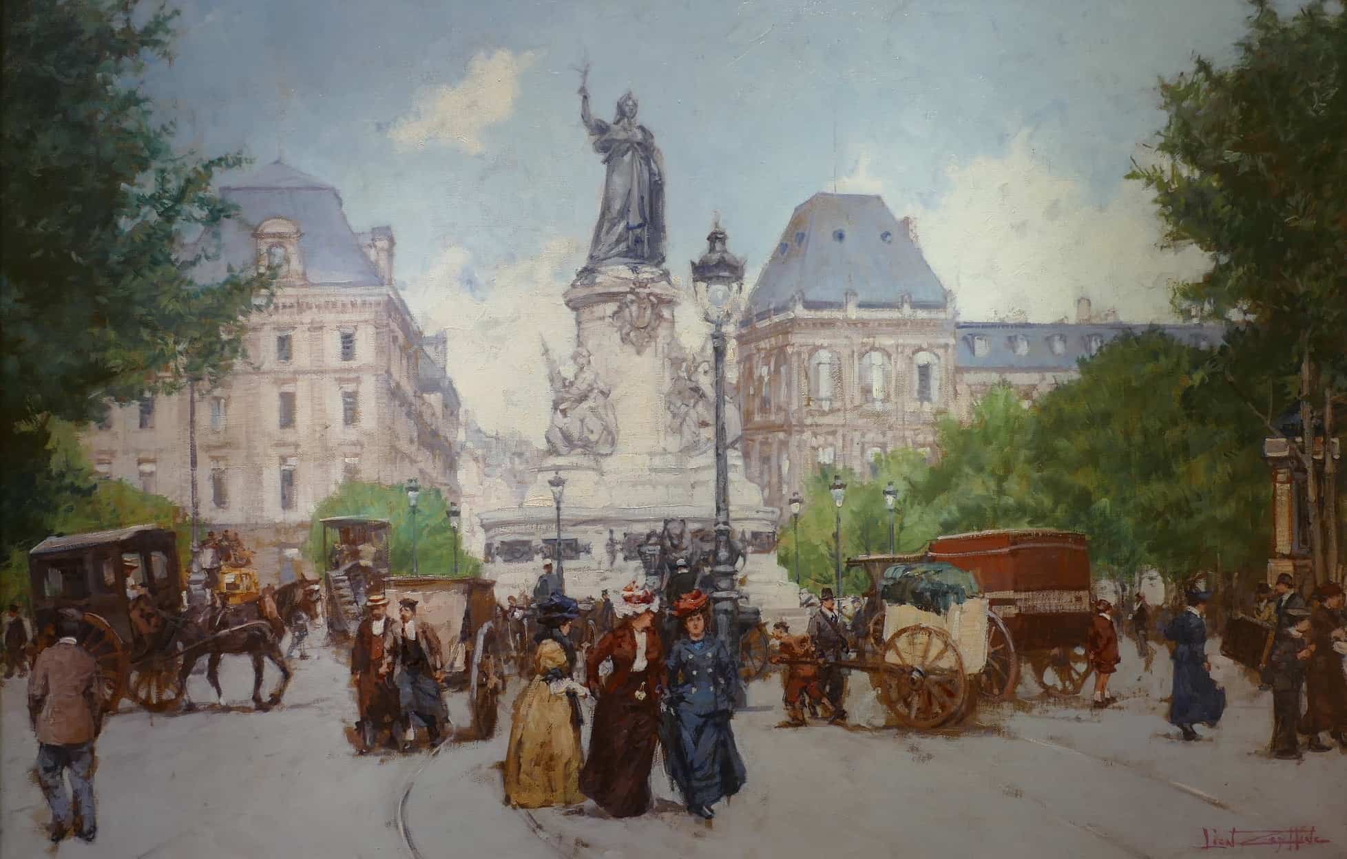 Leon Zeytline Ecole Russe 20è Paris Place De La République Boulevard Du Temple Huile Signée – Image 9