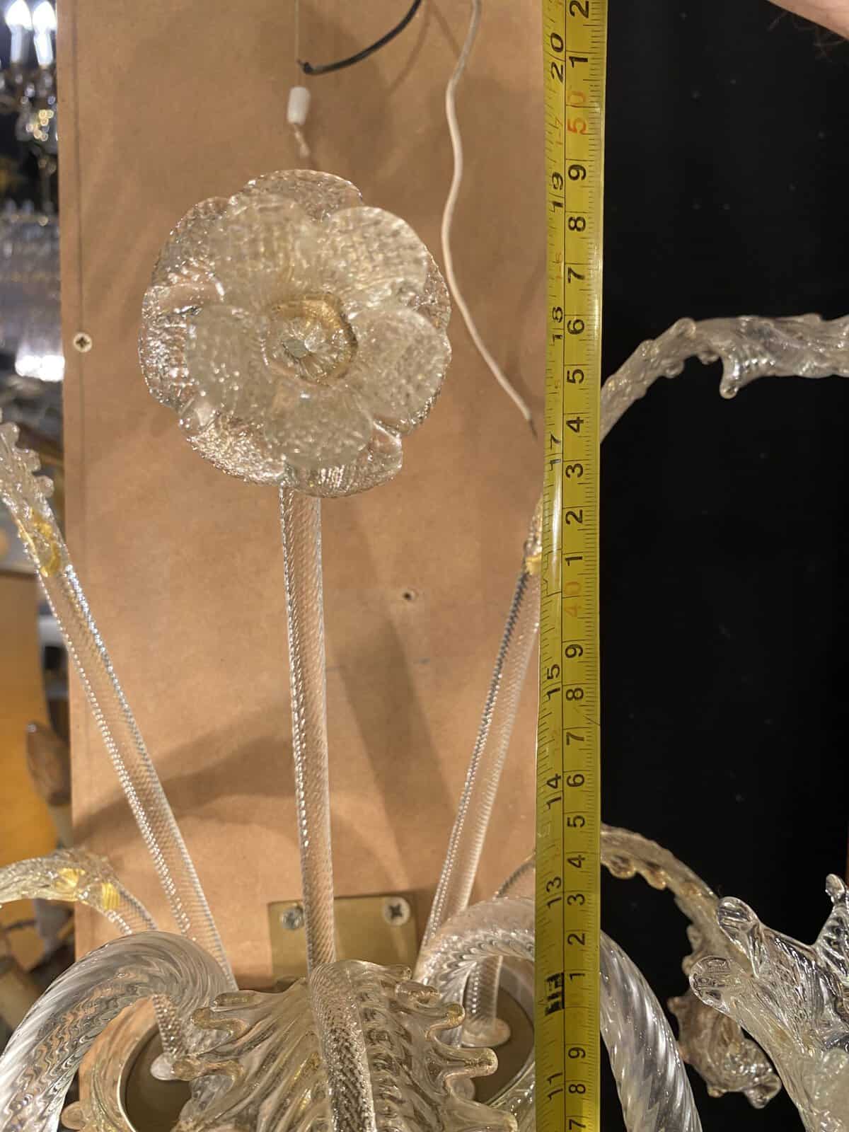 1950/70′ Paire d’Appliques à 2 Bras de Lumière en Cristal de Murano Avec Paillons d’Or – Image 3