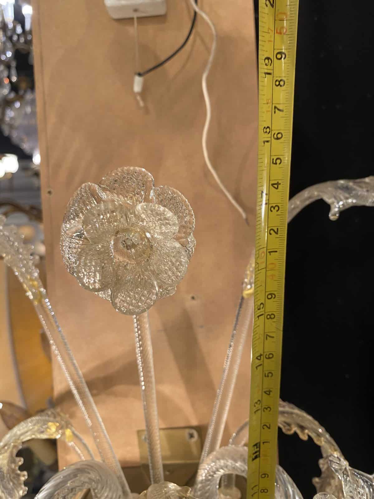 1950/70′ Paire d’Appliques à 2 Bras de Lumière en Cristal de Murano Avec Paillons d’Or – Image 4