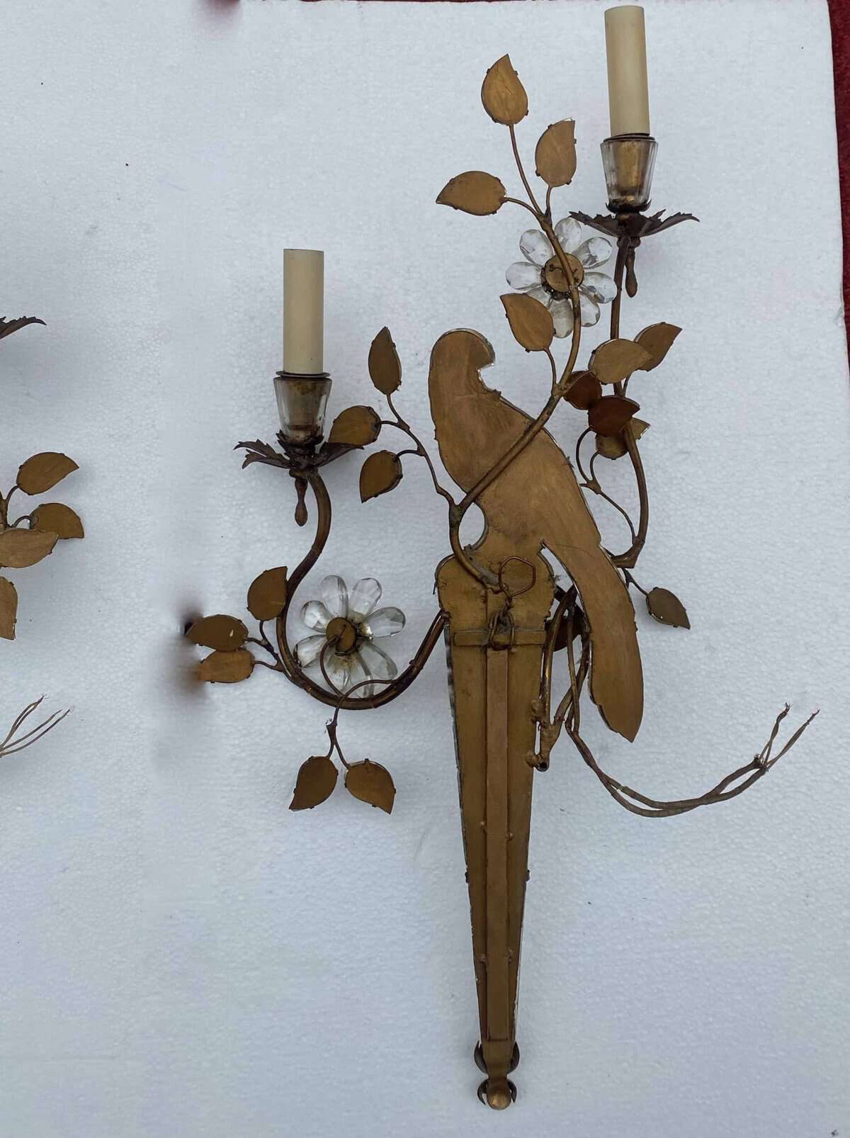 1950/70′ Paire d’Appliques à la Perruche Posée Sur Une Gaine, Maison Baguès H 63 cm – Image 7