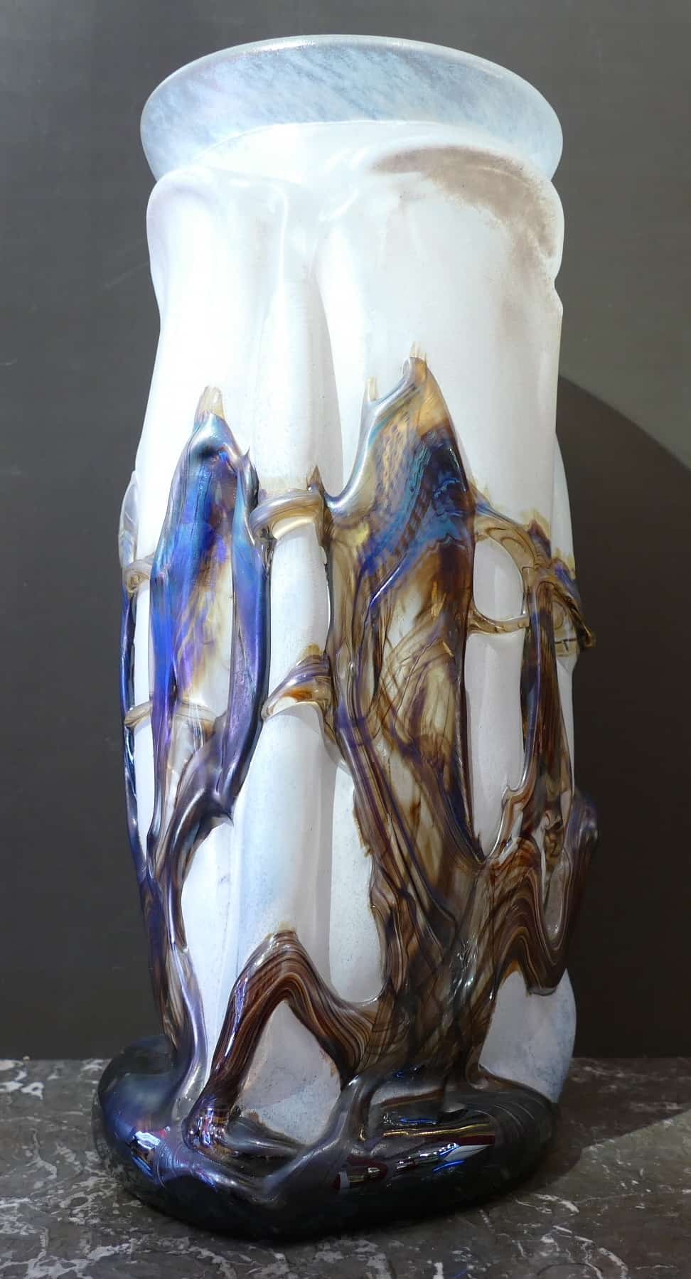 NOVARO Vase en verre soufflé signé et daté 1989 – Image 4